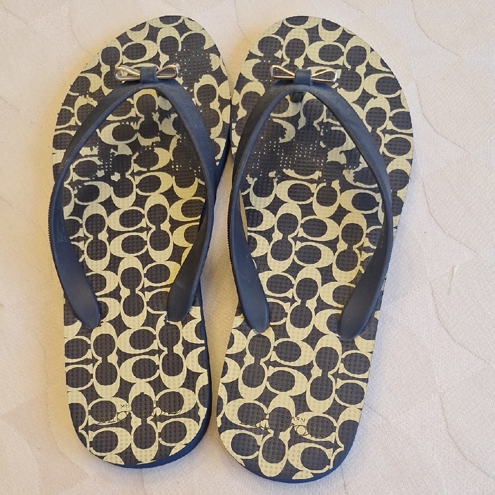 COACH Chic Patterned Flip Flops
